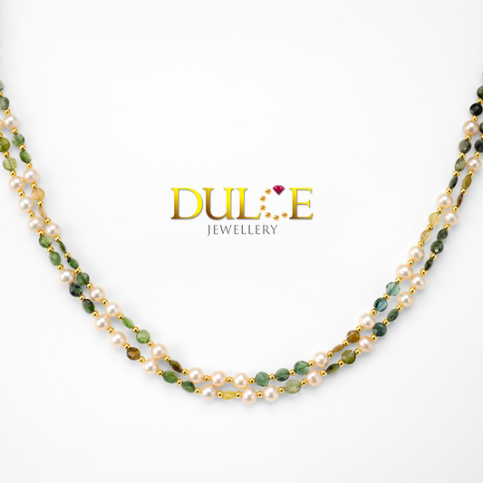 42 inches Silver Clasp 6mm Freshwater Pearls & Tourmaline Necklace