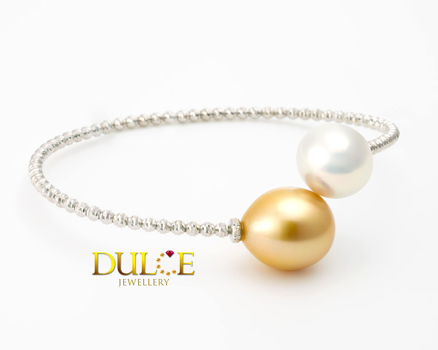 18K Gold Golden Southsea Pearl & Freshwater Pearl Bangle