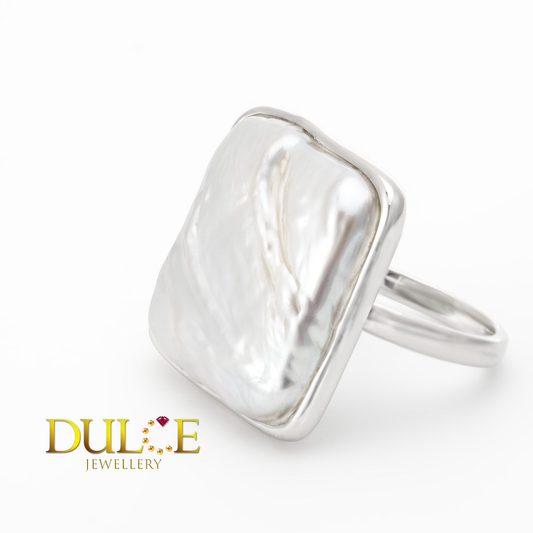 925銀巨型錢幣珍珠戒指