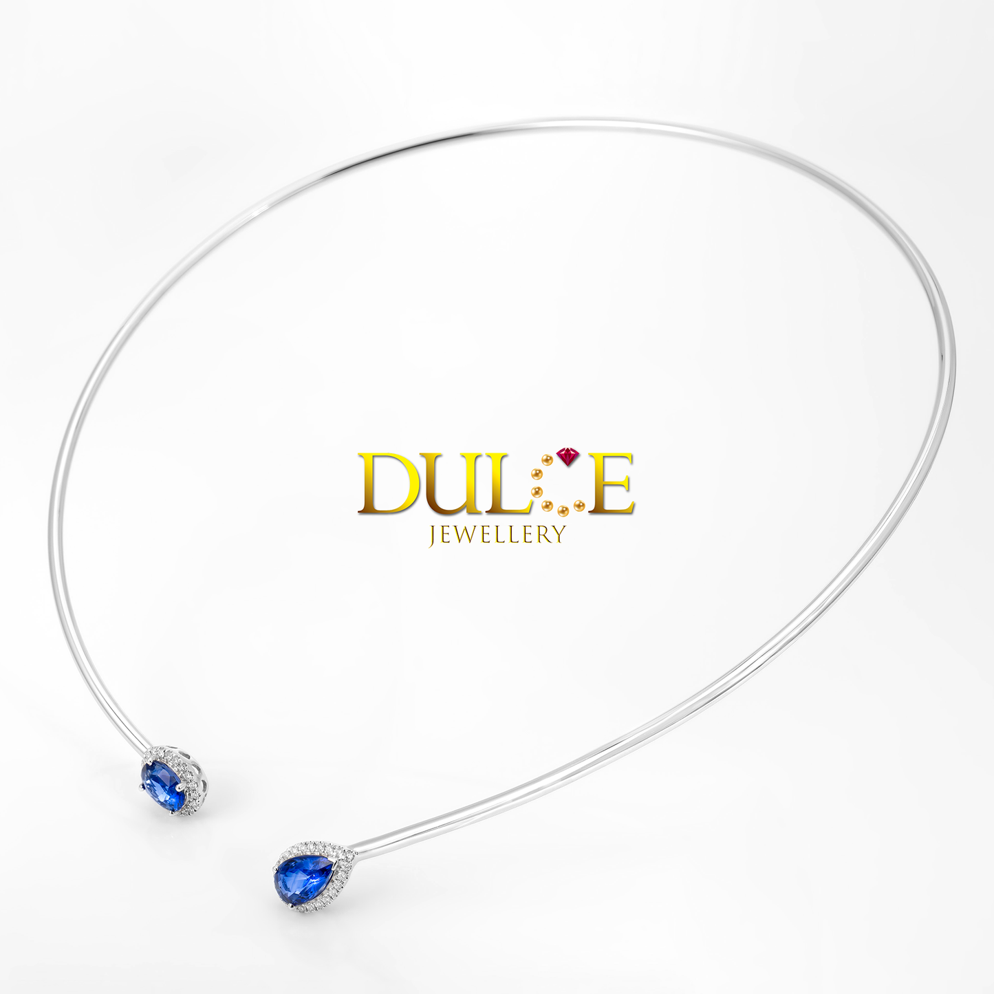 18K藍寶石鑽石項圈