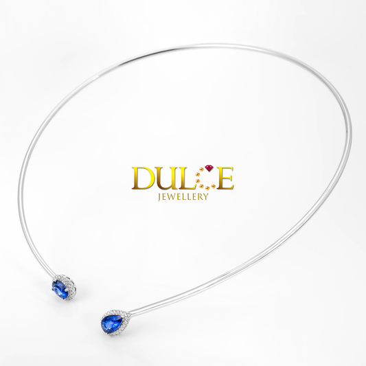 18K藍寶石鑽石項圈