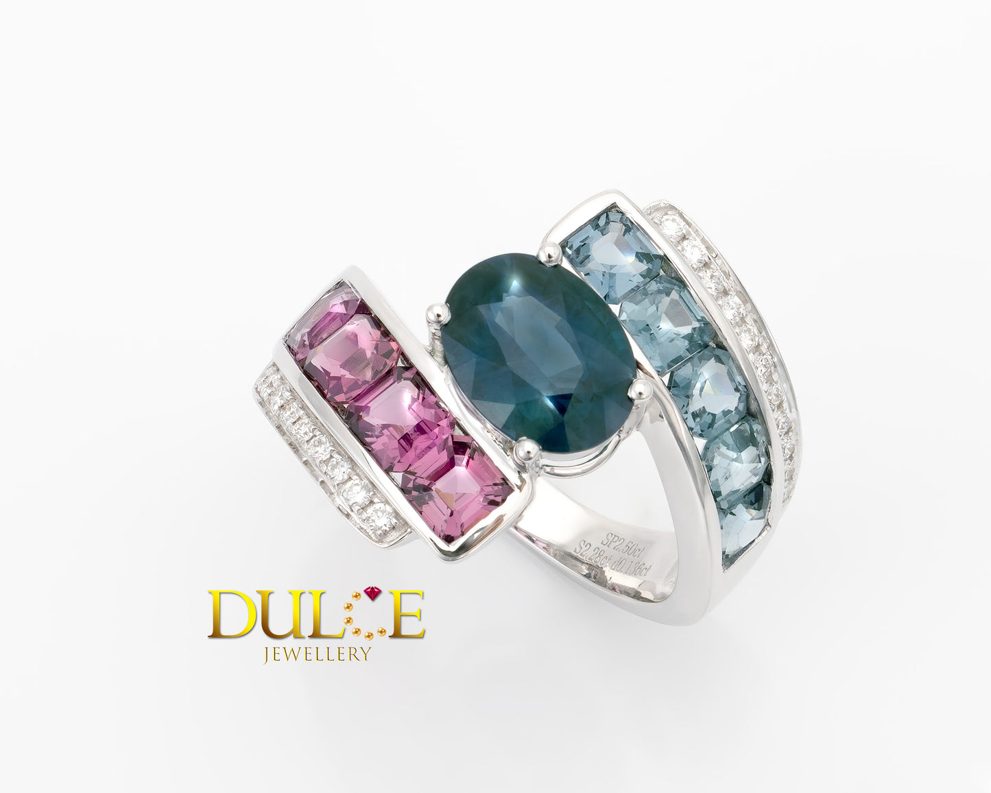 18K Gold Green Sapphire & Spinel Diamond Ring
