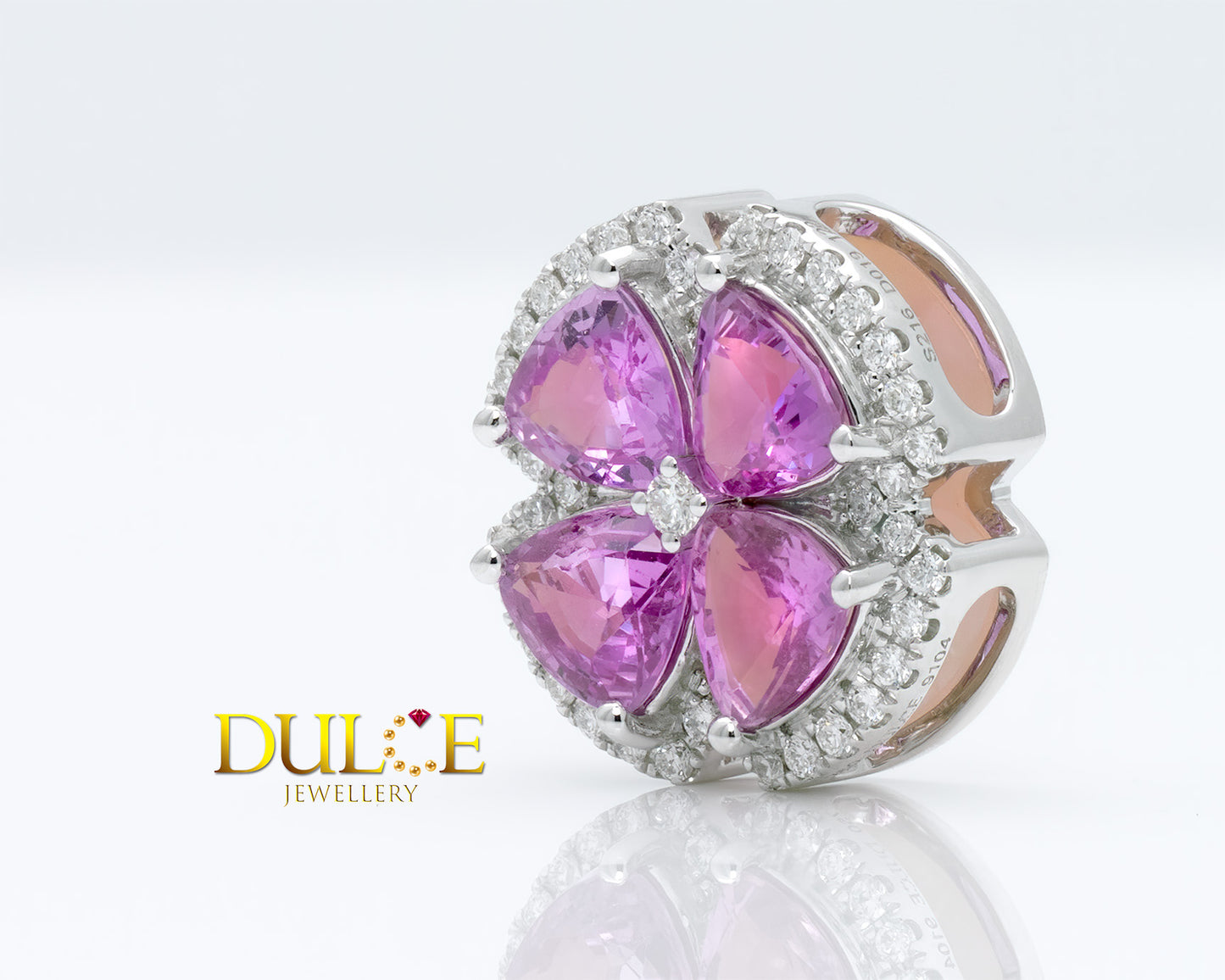 18K White Gold Pink Sapphire & Diamond Pendant