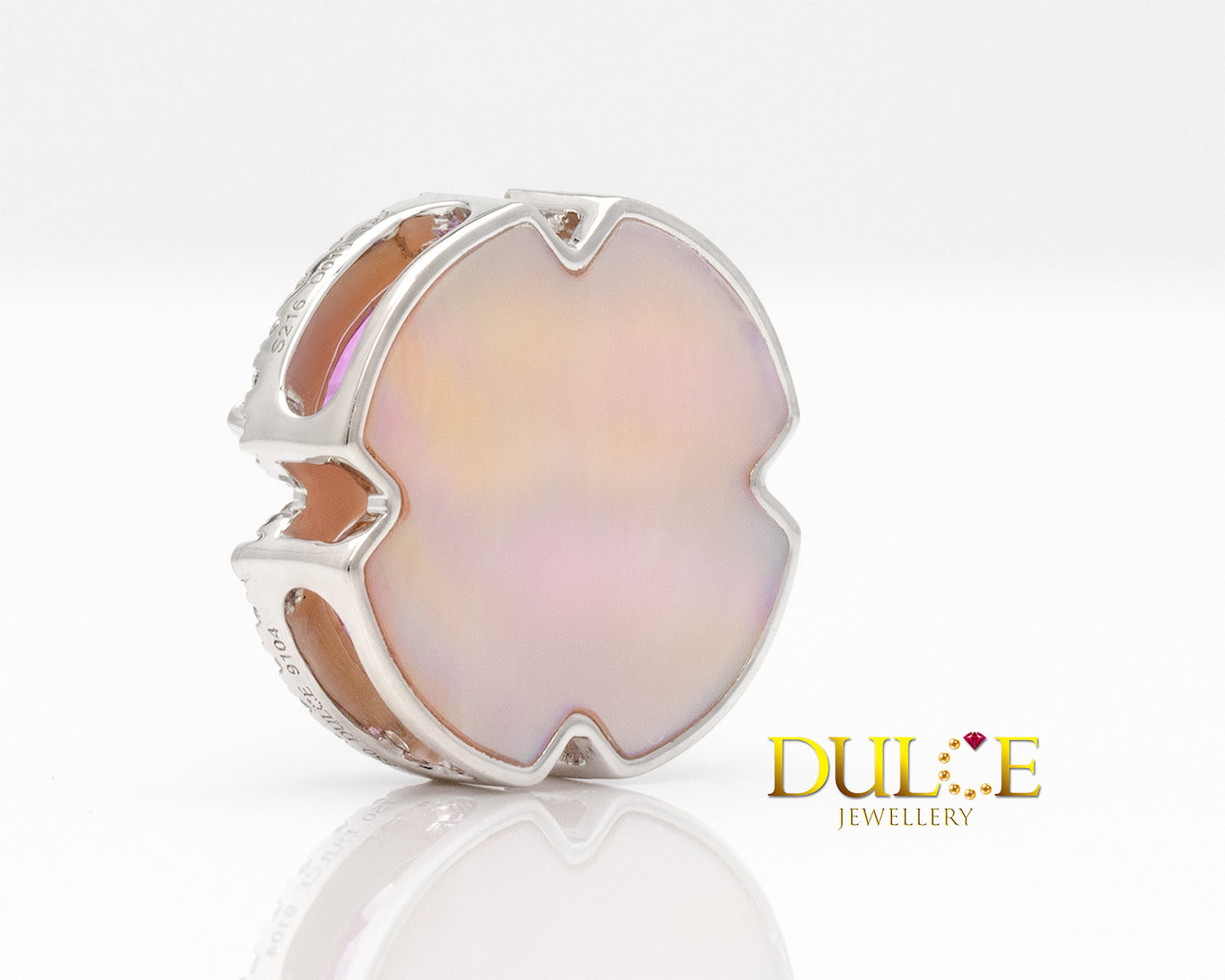 18K White Gold Pink Sapphire & Diamond Pendant