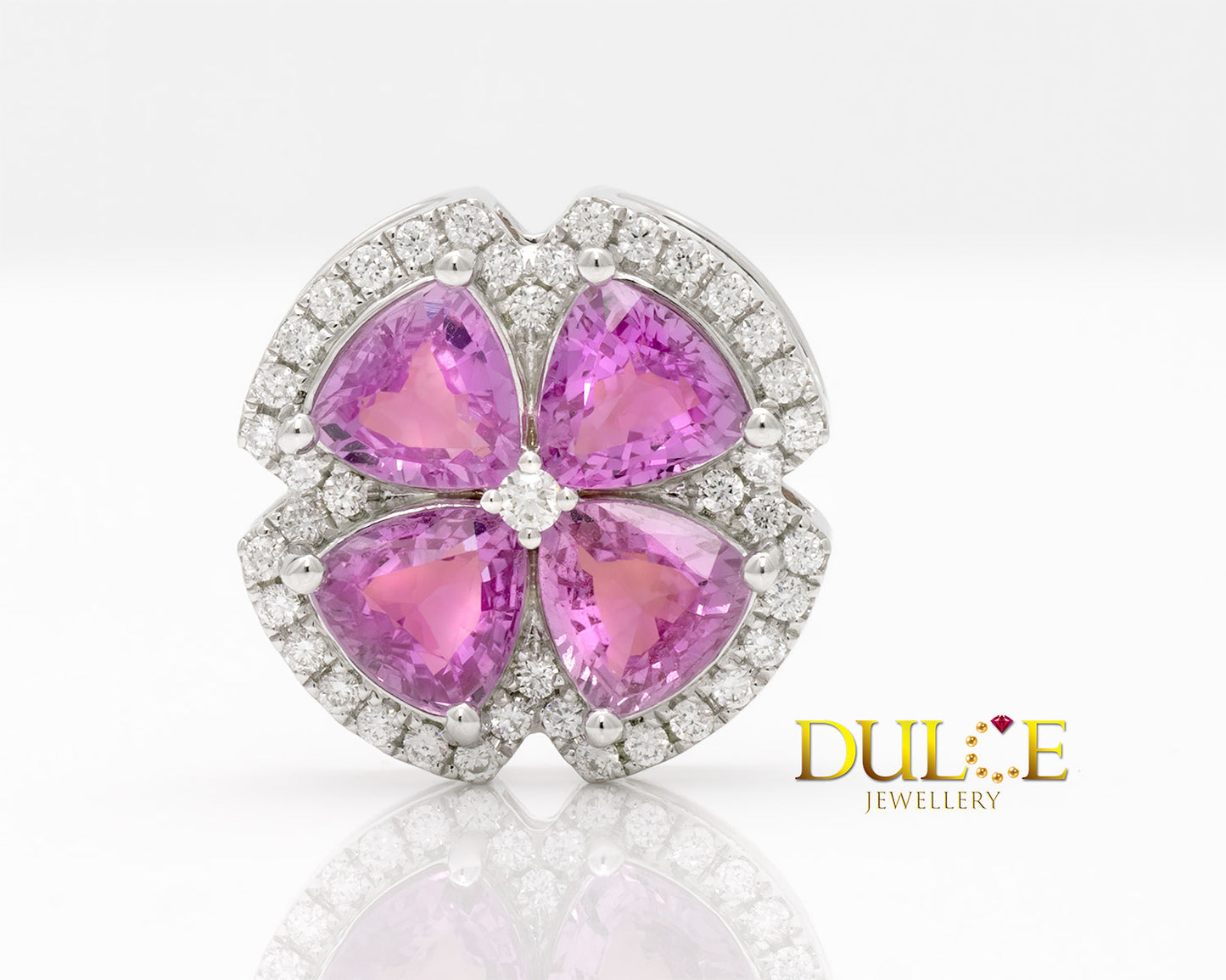 18K White Gold Pink Sapphire & Diamond Pendant