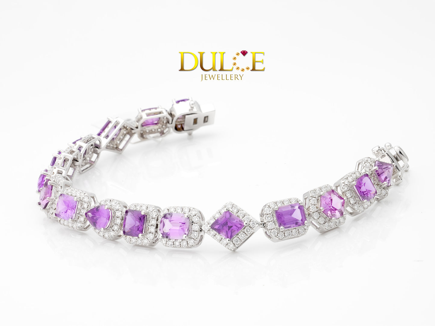 18K Gold No Heat Purple Sapphire Bracelet