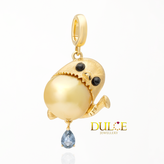18K Gold Golden Southsea Pearl Birdy Pendant