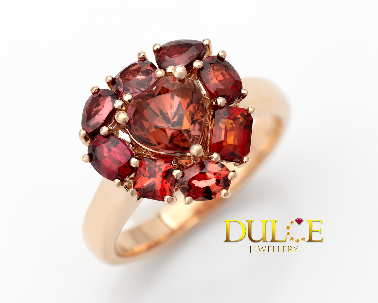 14K Gold Orangey Tourmaline & Red Spinel Ring
