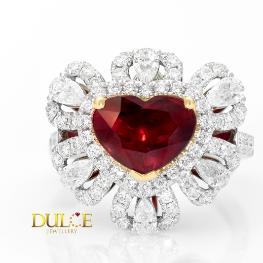 18K Pigeon Blood Ruby Diamond Dual Purpose Ring/Pendant
