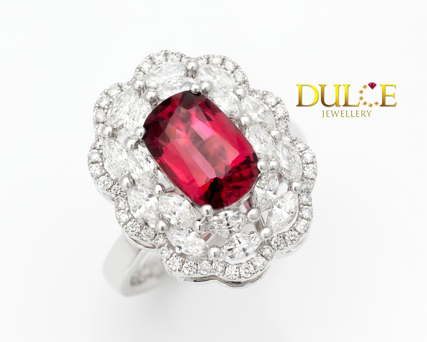 18K Gold Red Spinel & Diamond Ring/Pendant