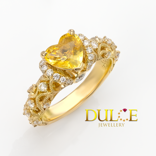 14K Yellow Sapphire Diamond Ring