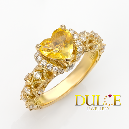 14K Yellow Sapphire Diamond Ring