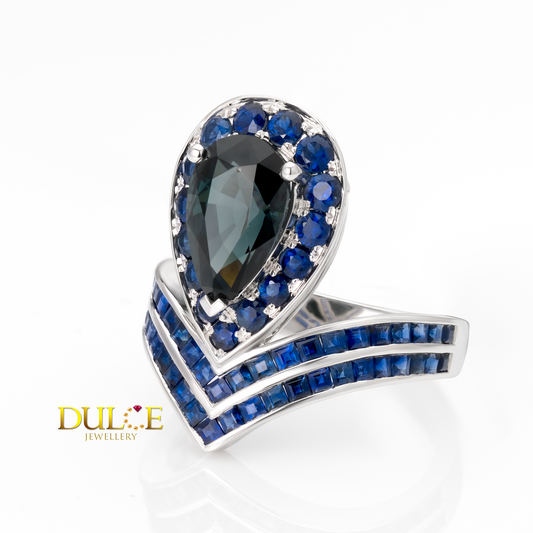 18K Green Spinel & Blue Sapphire Ring