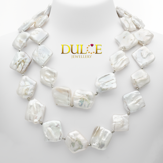 Silver Clasp Freshwater Coin Pearls Necklace