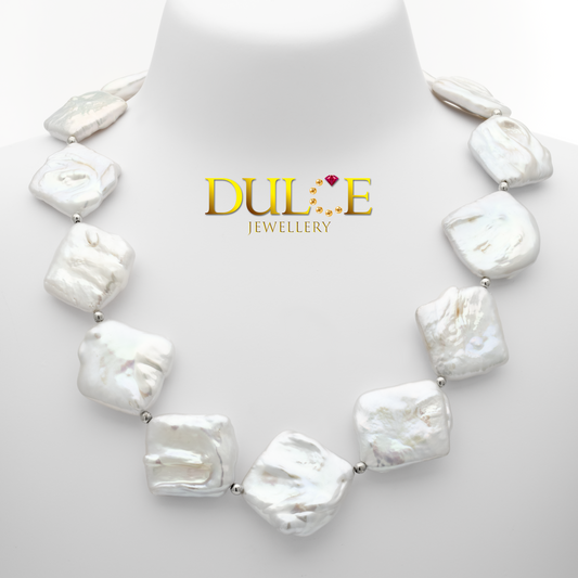 Silver Clasp Freshwater Coin Pearls Necklace