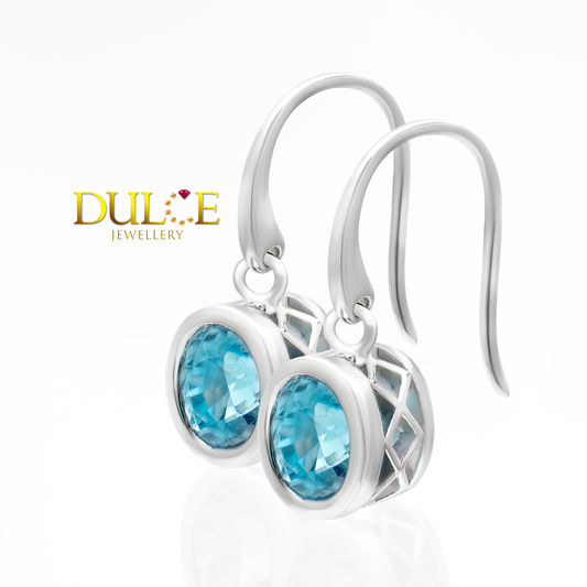 Silver Blue Zircon Earrings