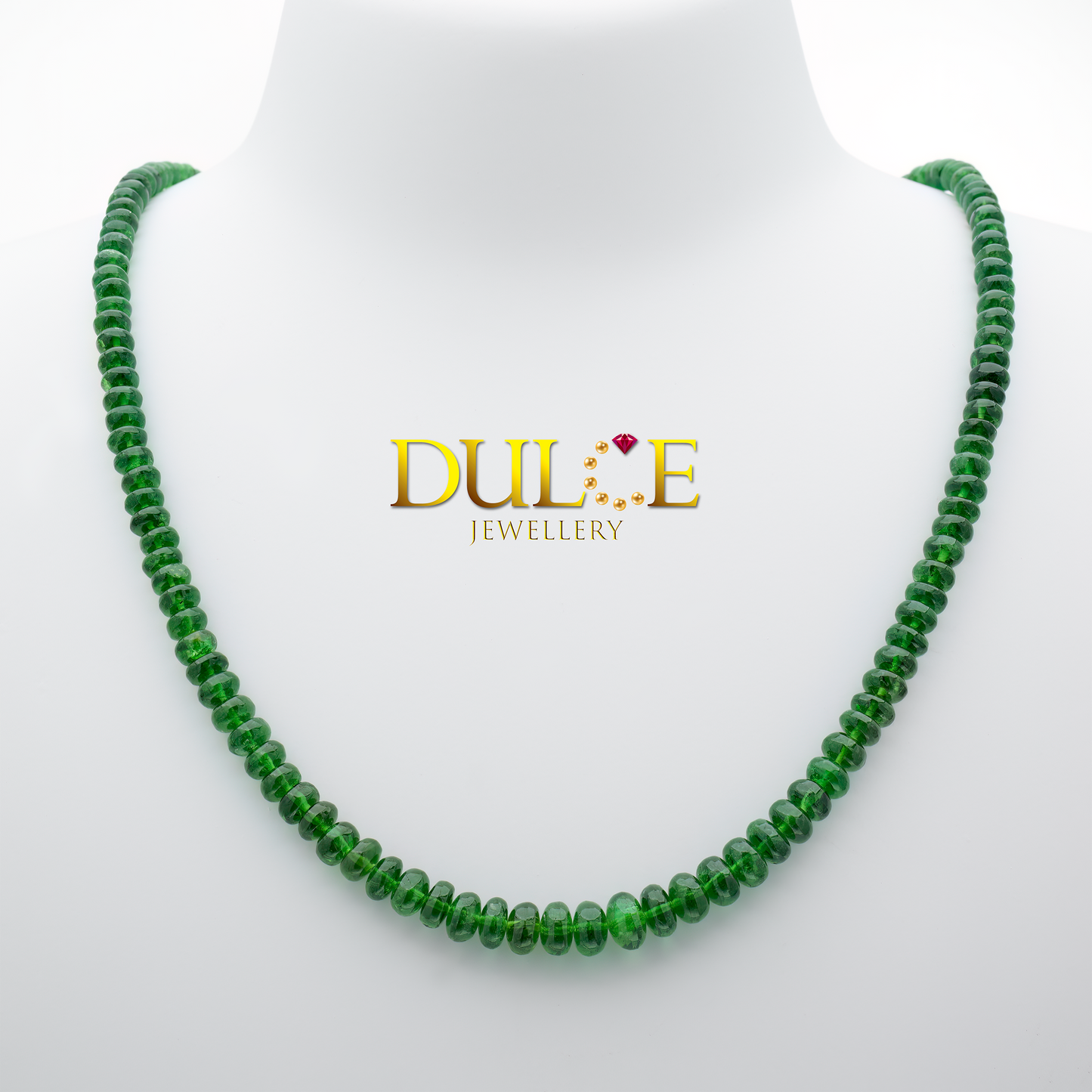 18K Gold Tsavorite Beads Adjustable Necklace