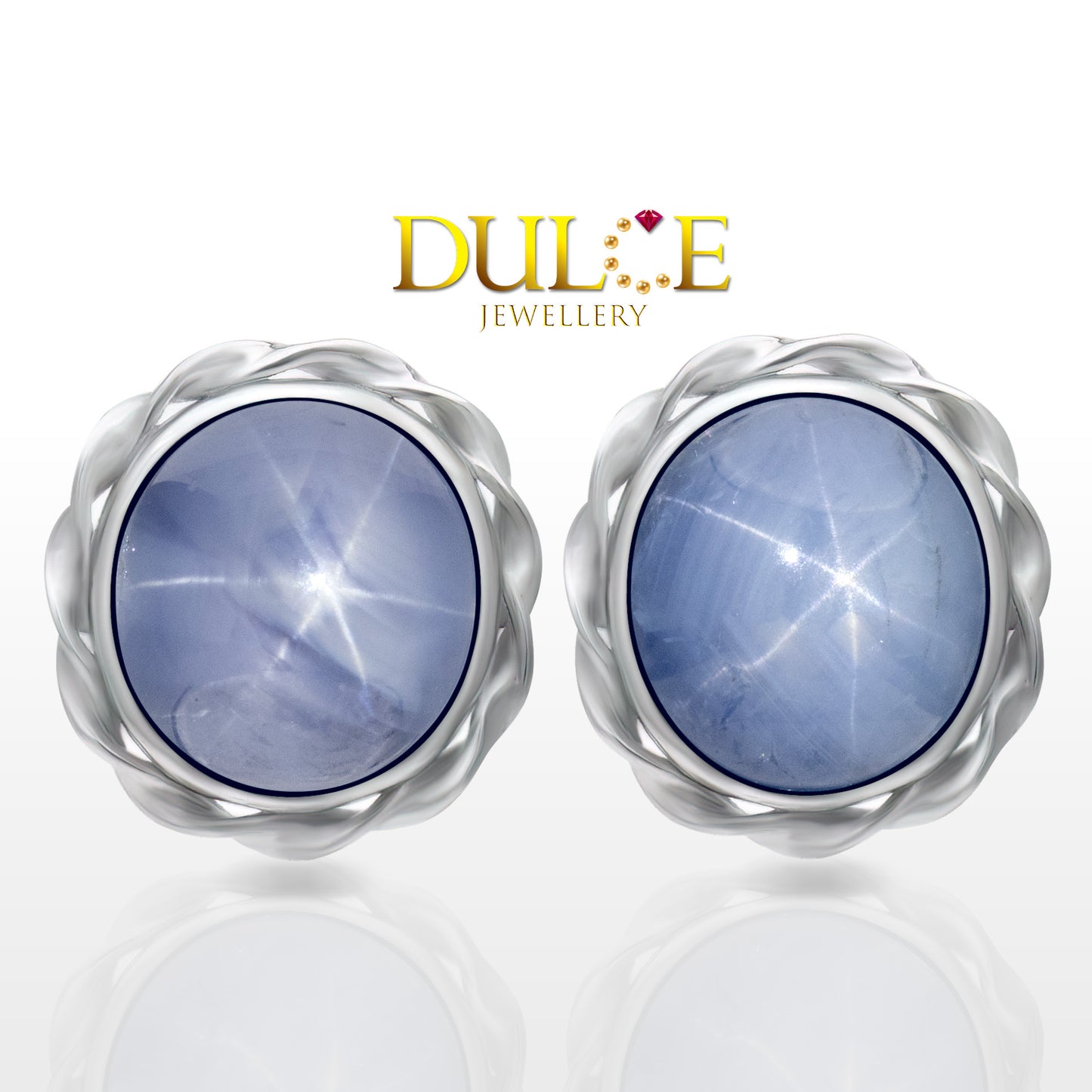 Silver Star Sapphire Earrings