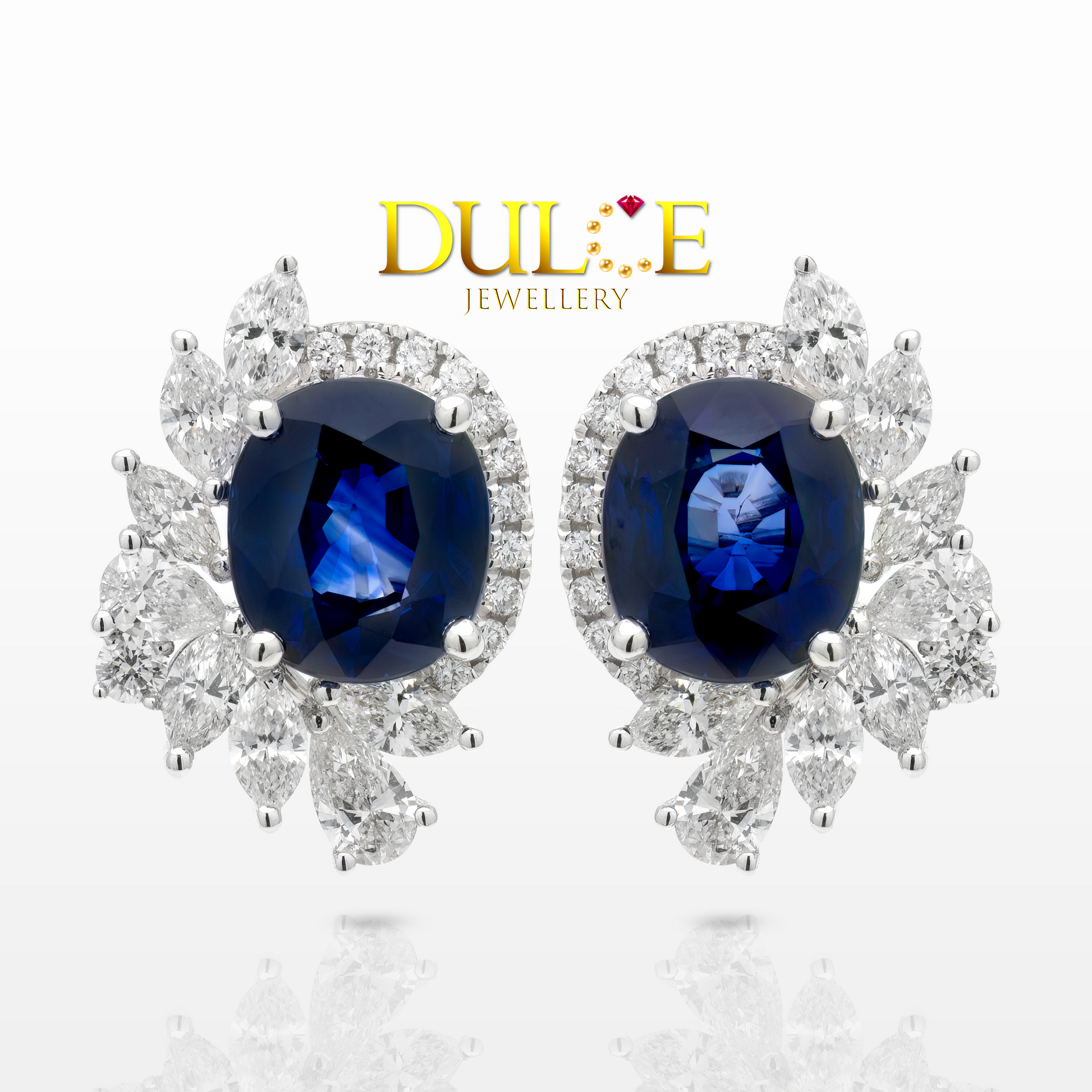 18K Royal Blue Sapphire Diamond Earrings