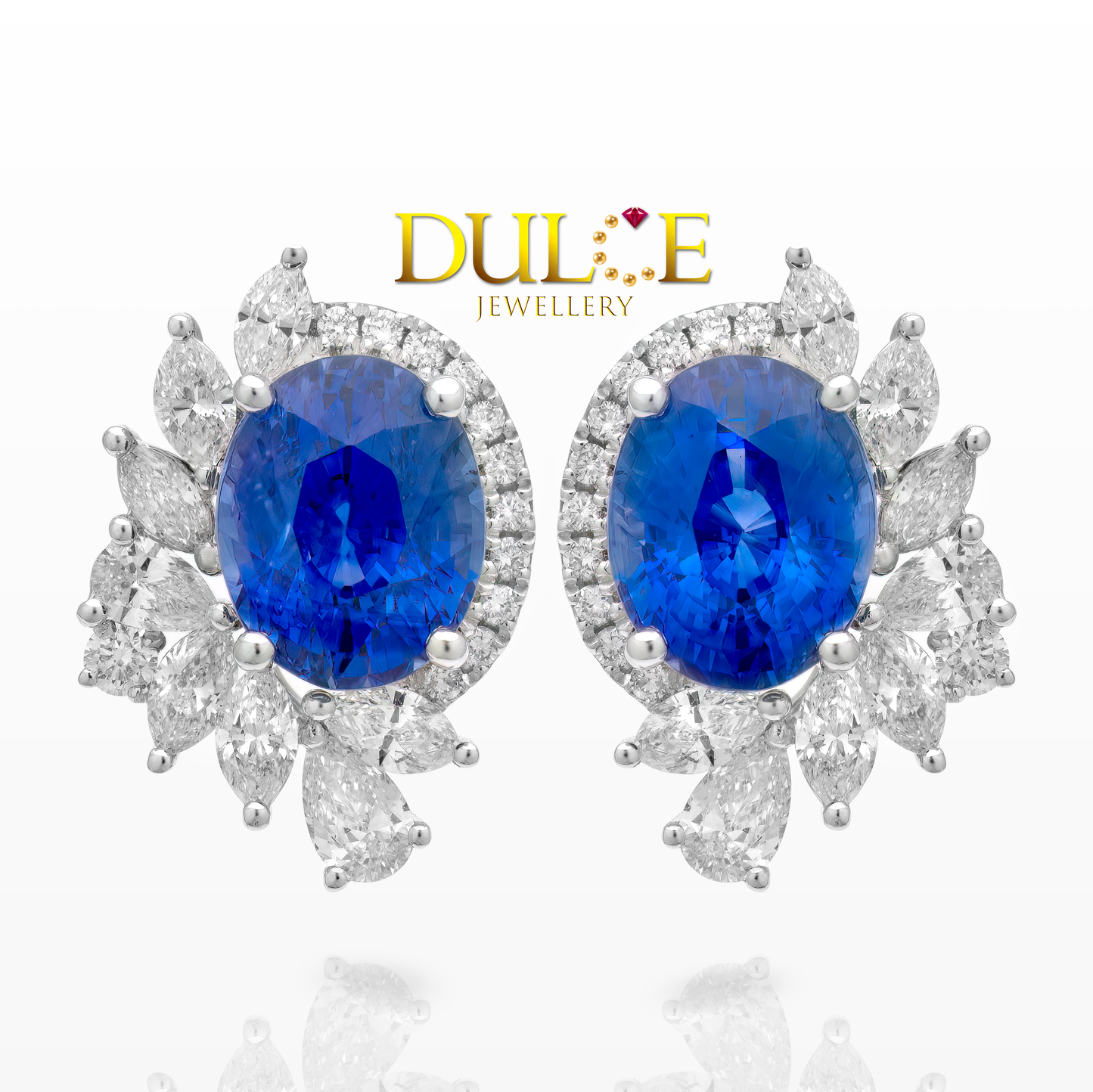 18K Electric Blue Sapphire Diamond Earrings
