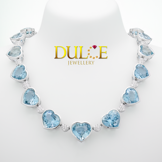 14K Aquamarine Diamond Necklace