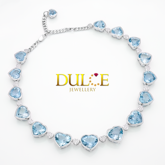 14K Aquamarine Diamond Necklace
