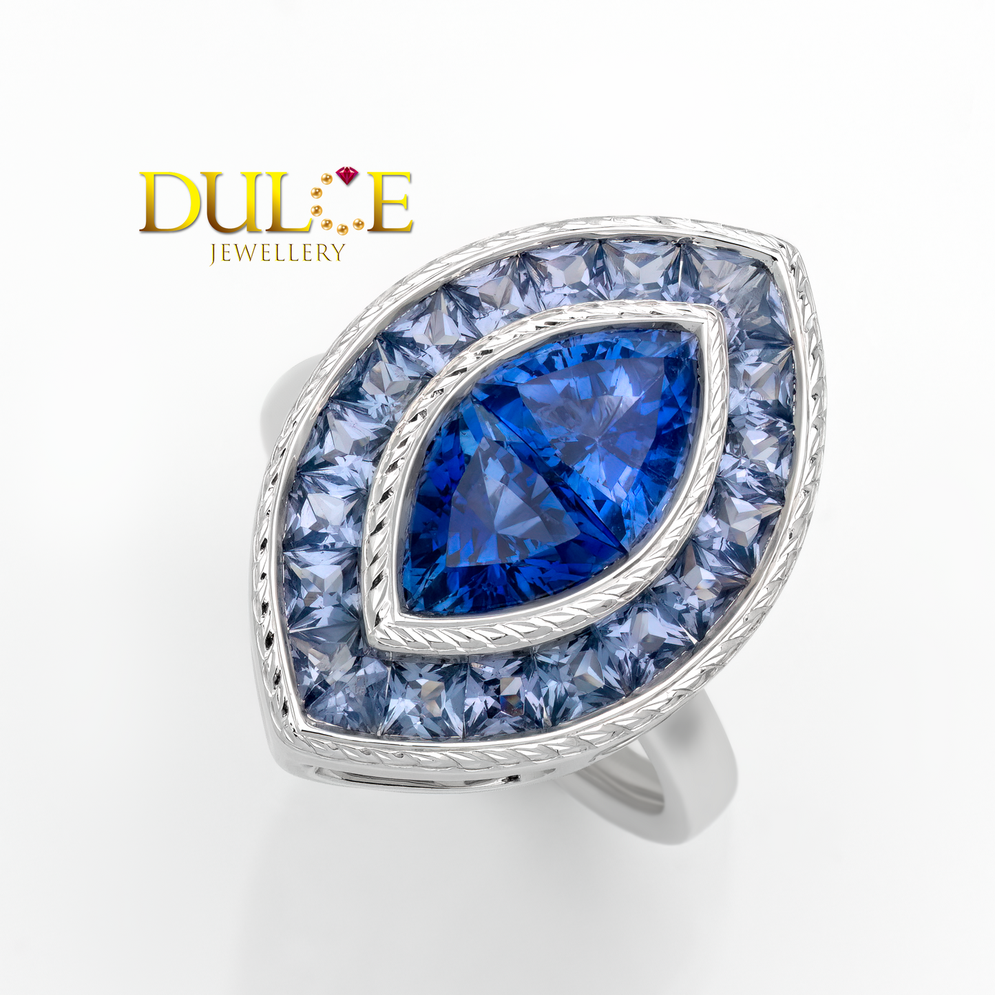 18K Royal Blue Sapphire & Blue Spinel Dual Purpose Ring/Pendant