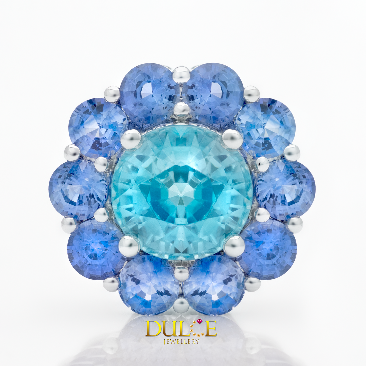 950 Platinum Blue Zircon Blue Sapphire Pendant