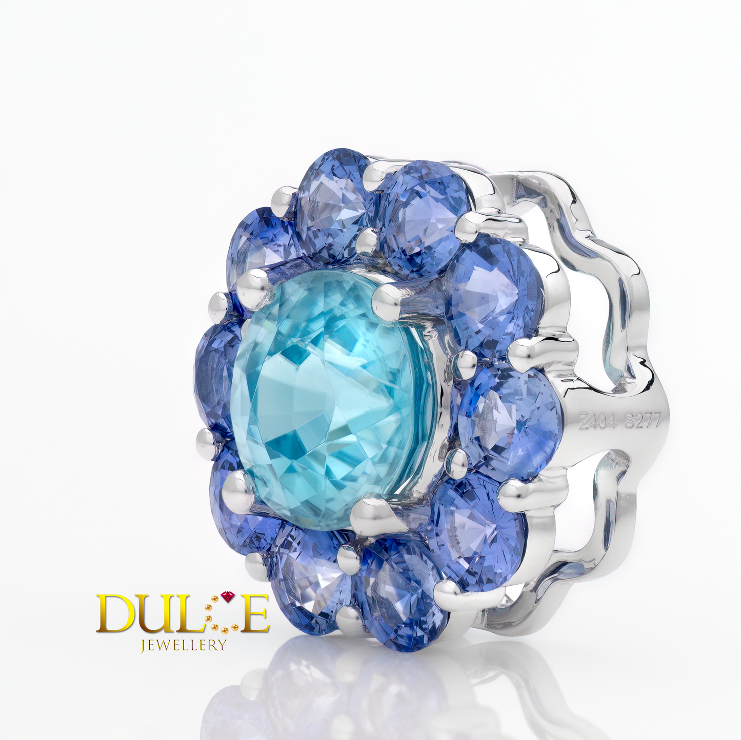 950 Platinum Blue Zircon Blue Sapphire Pendant