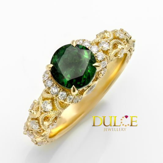 14K Tsavorite Diamond Ring
