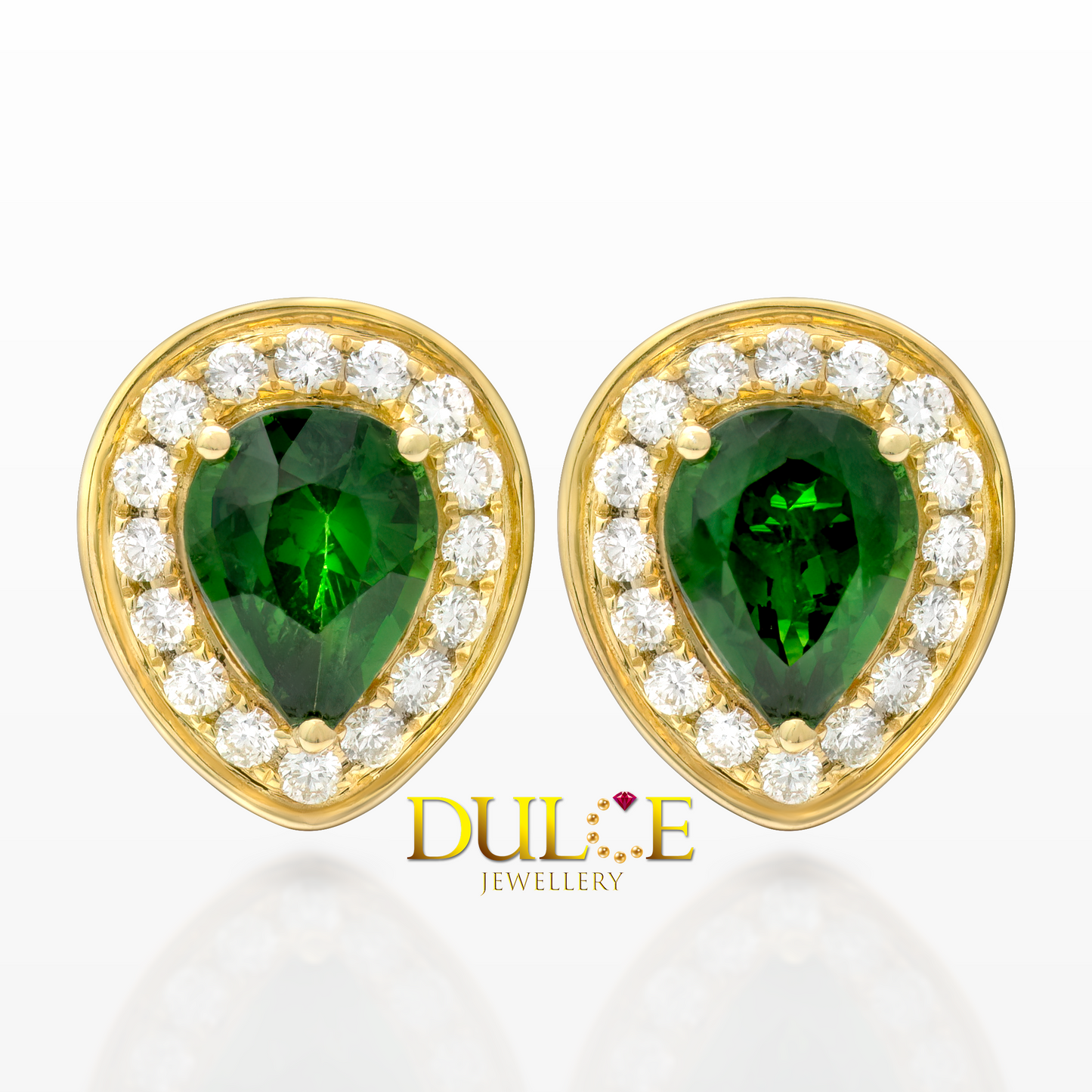 18K Gold Tsavorite Diamond Earrings