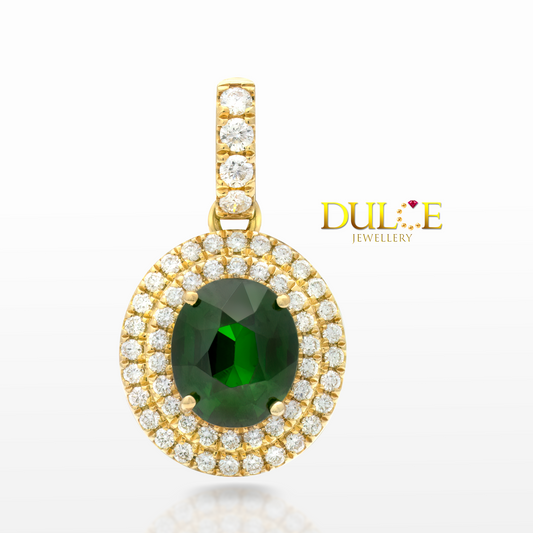 18K Gold Tsavorite Diamond Pendant
