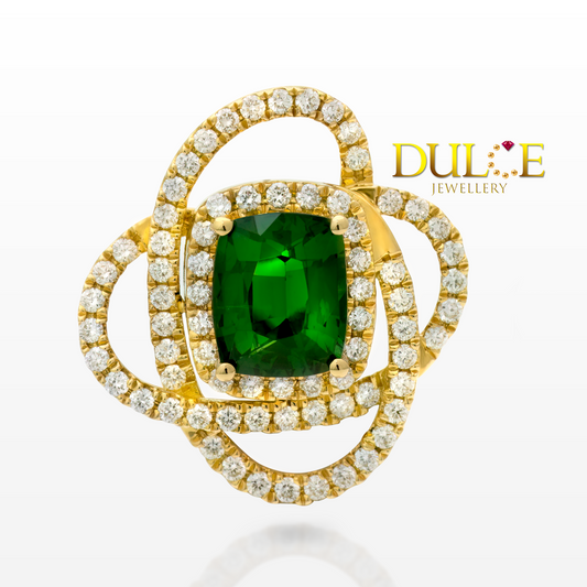 18K Gold Tsavorite Diamond Pendant