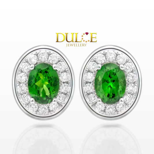 18K Tsavorite Diamond Earrings