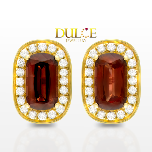 18K Gold Burma Spinel Diamond Earrings