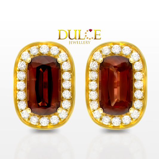 18K Gold Burma Spinel Diamond Earrings