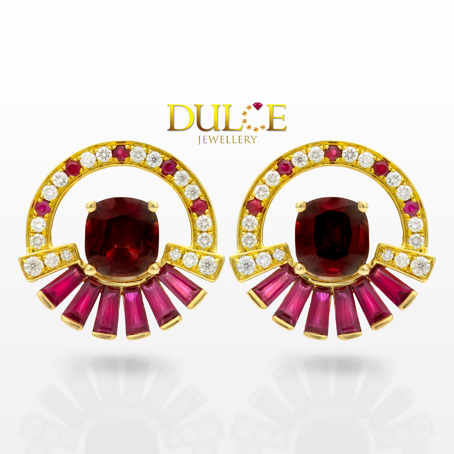 14K Gold Red Spinel Ruby Earrings