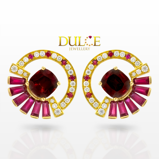 14K Gold Red Spinel Ruby Earrings