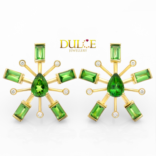 18K Tsavorite Diamond Earrings