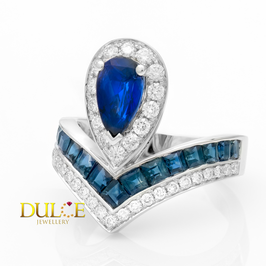 18K Blue Sapphire Diamond Ring