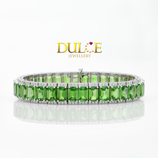 14K 沙弗萊石鑽石手鍊