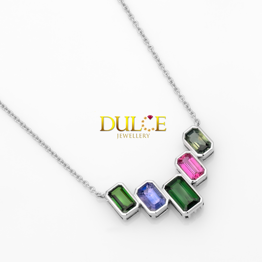 18K Gold Sapphire & Tsavorite Necklace