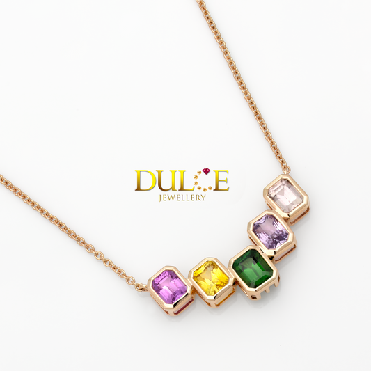 18K Gold Sapphire & Tsavorite Necklace