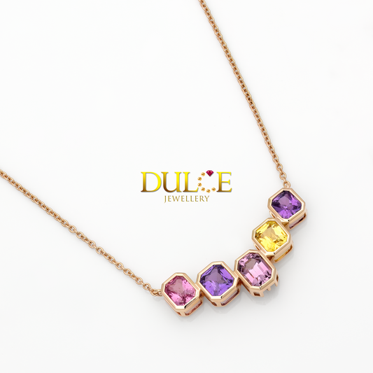 18K Gold Sapphire & Spinel Necklace