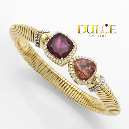 14K Garnet & Zircon Bangle