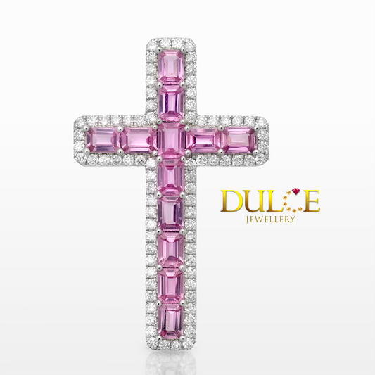 9K Pink Sapphire & Lab Grown Diamond Pendant