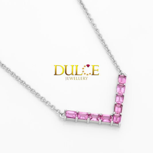 Silver Pink Sapphire Necklace
