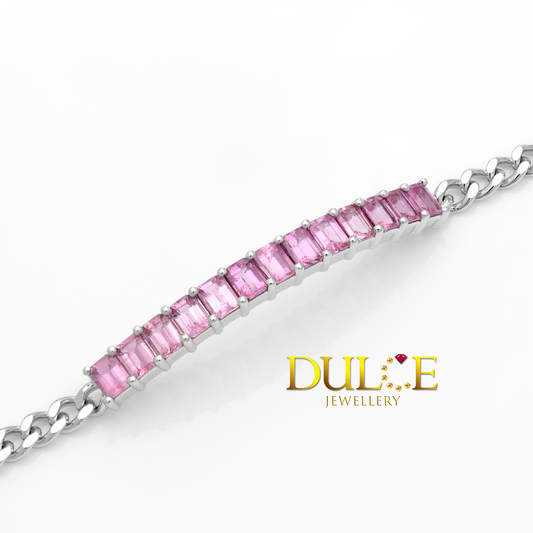 Silver Pink Sapphire Bracelet