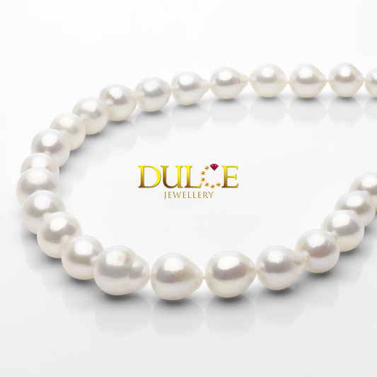 Silver 10-13mm Metallic Freshwater Baroque Pearls Necklace