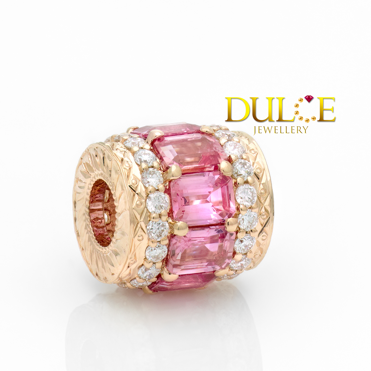 14K 粉紅藍寶石和培育鑽石環圓（價格另議）